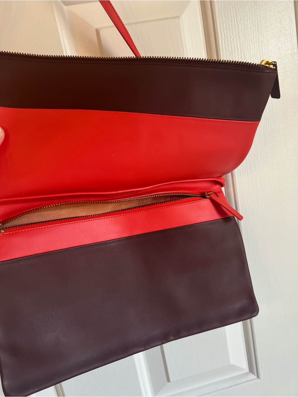 Everlane Orange and Maroon Two-Tone Leather Crossbody Bag - NWOT - Picture 5 of 6